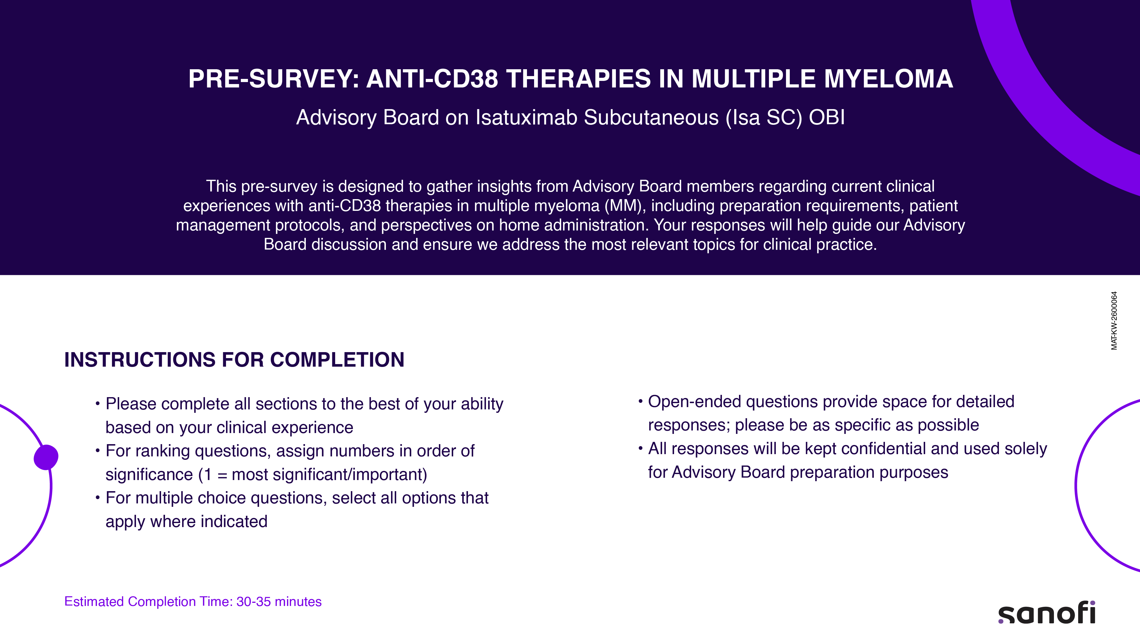 Pre-Survey Instructions